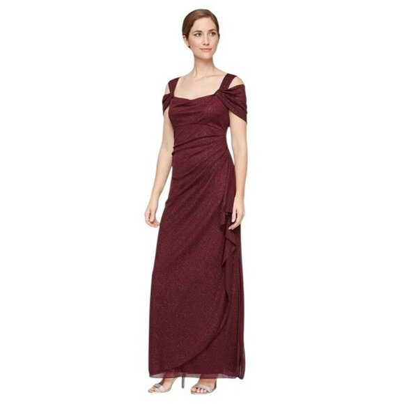 Alex Evenings  Flutter Sleeve Side Ruched Special Occasion Dress Size 12 - Picture 4 of 8